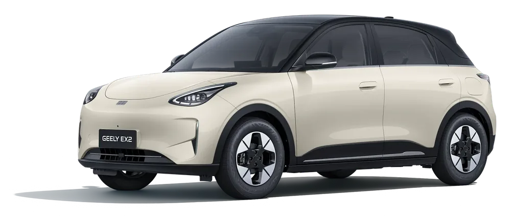 Geely EX2, vista frontal en diagonal