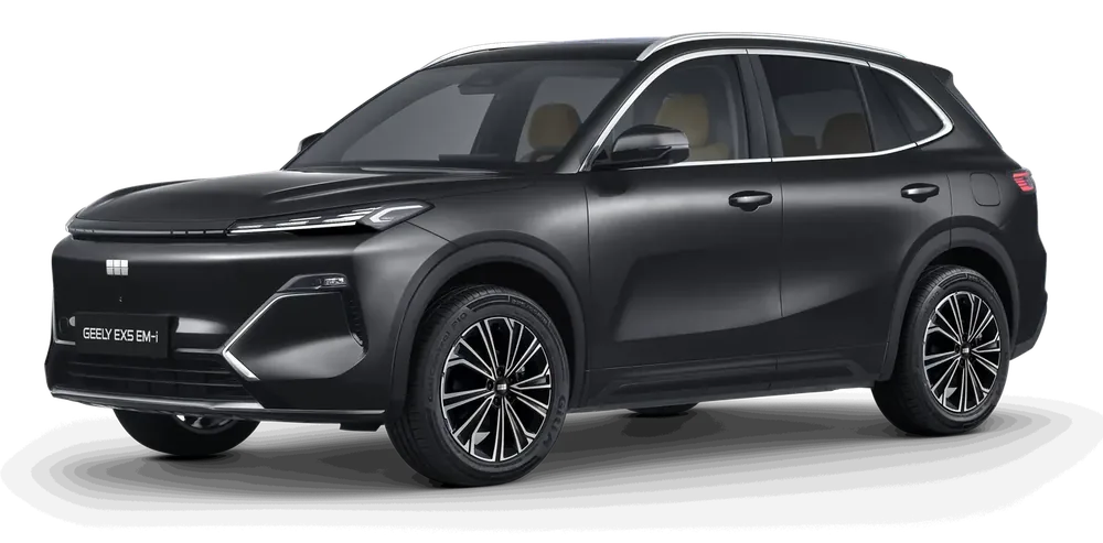Geely EX5, vista frontal en diagonal